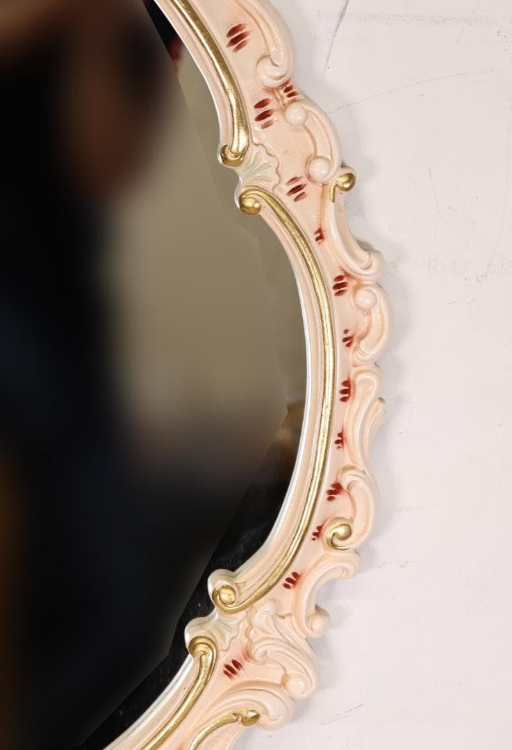 いちご屋　ロココ調　ウォールミラー　壁掛け鏡　アンテーク調　ハンドペイント