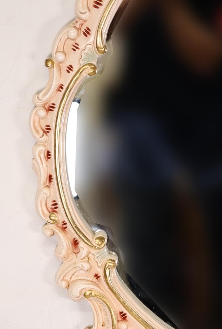 いちご屋　ロココ調　ウォールミラー　壁掛け鏡　アンテーク調　ハンドペイント