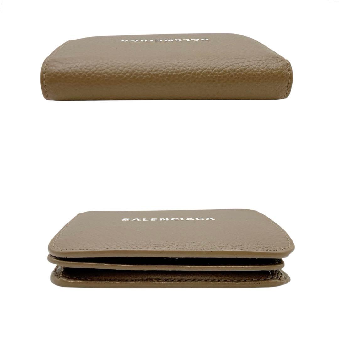 美品✨BALENCIAGA バレンシアガ　エブリデイ　折り財布　ベージュ　シボ革