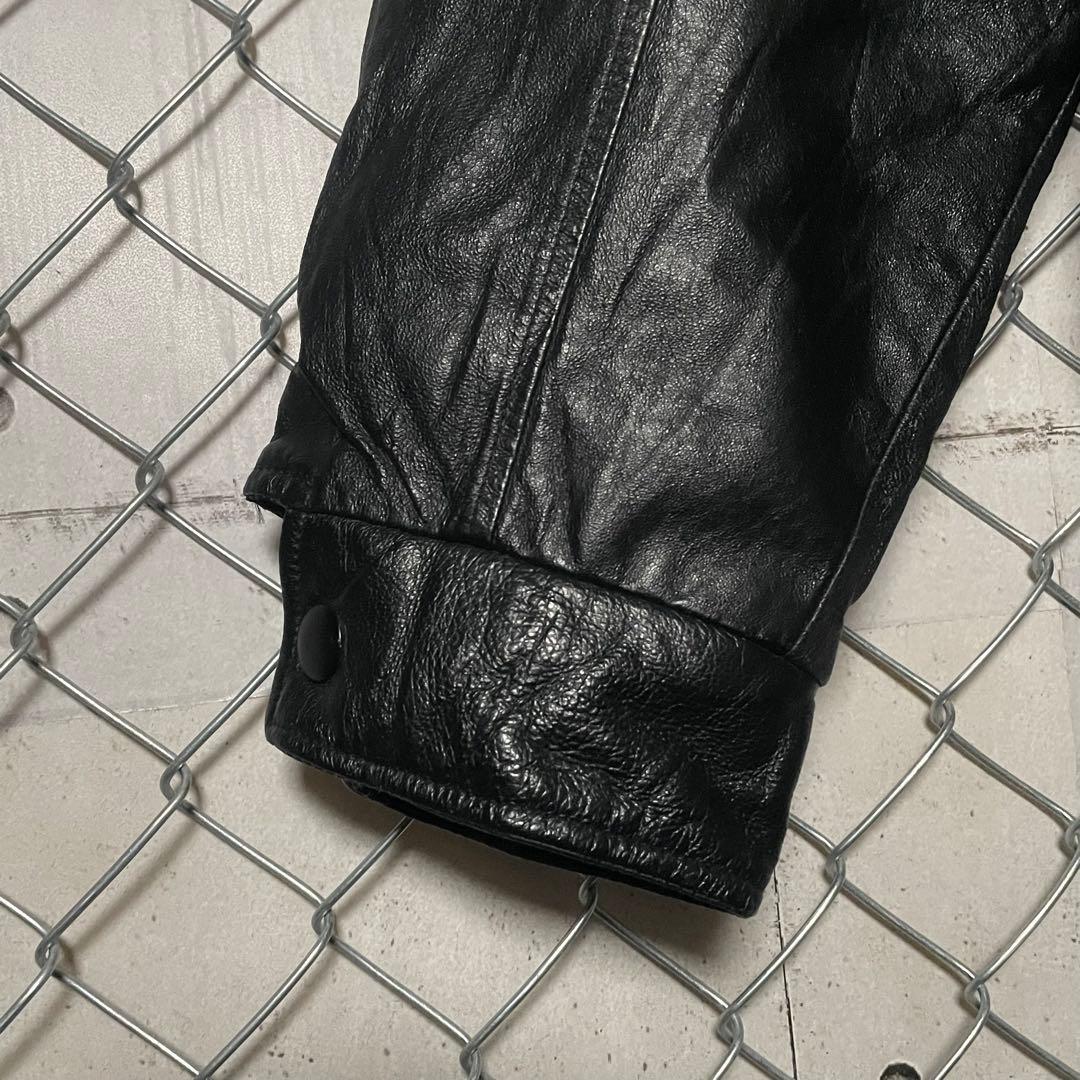 AMANATI アマナティ スタジャン 襟革 本革 企業ロゴ刺繍 黒 L程