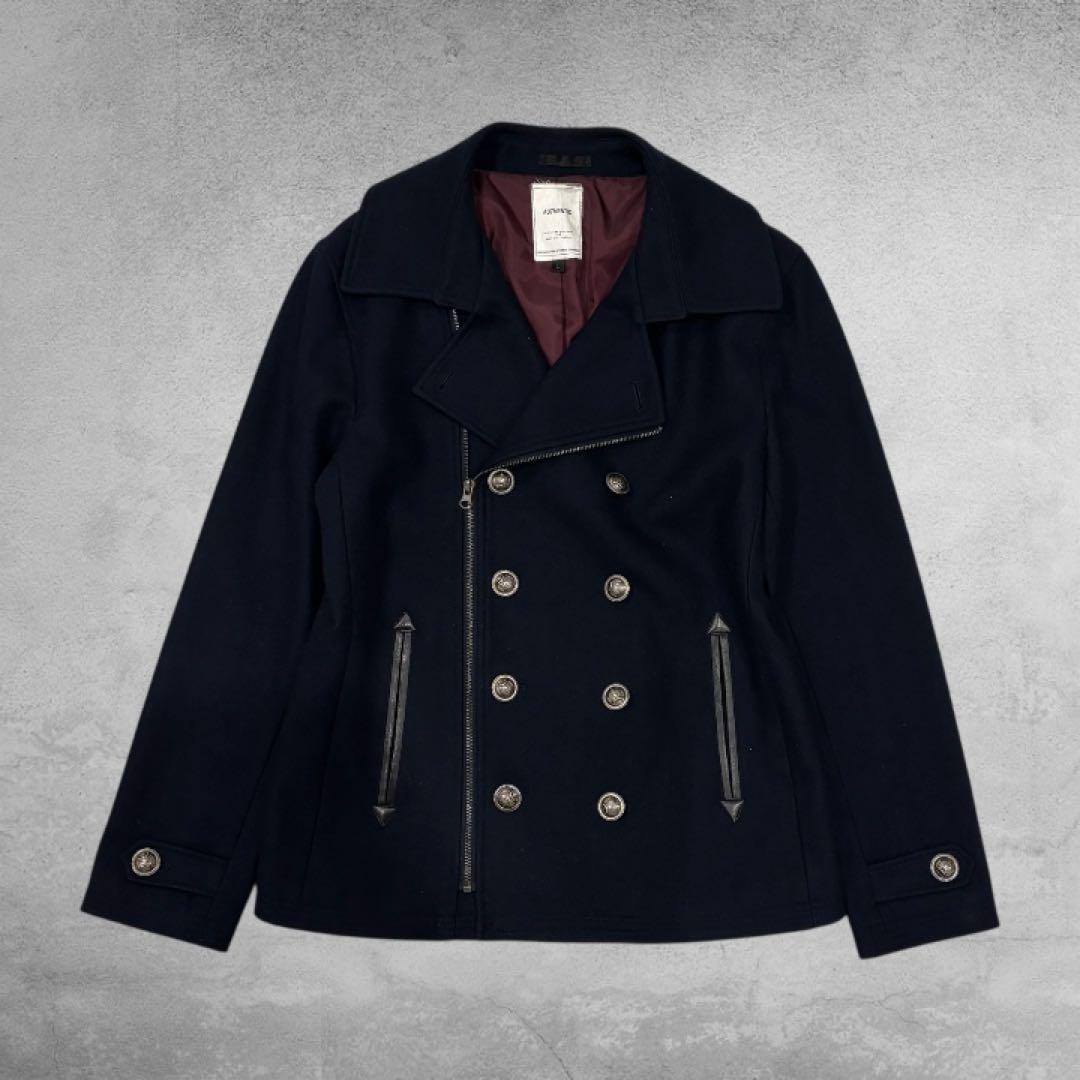 ナポレオンジャケット Pコート ウール ダークネイビー モード お兄系 y2k
