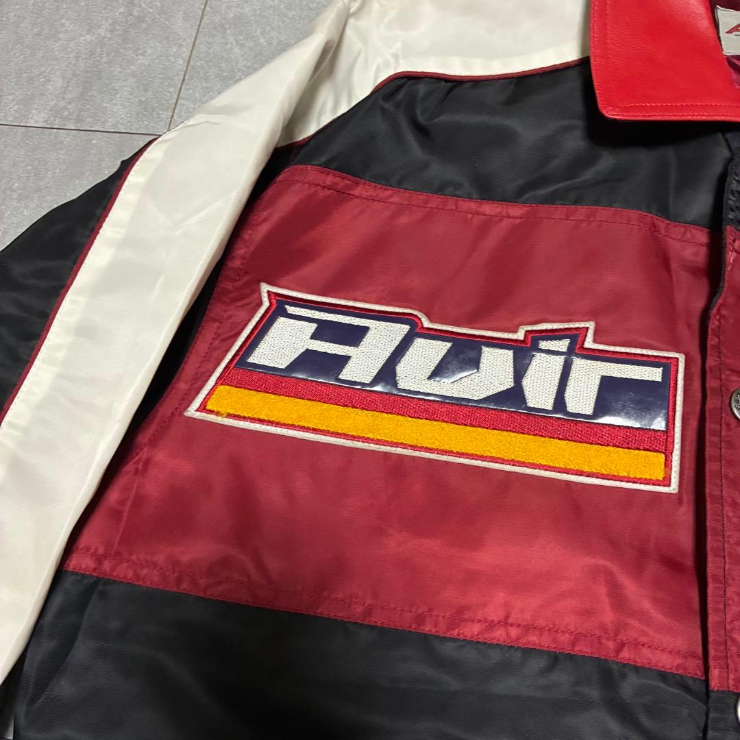 【美品・90s】Avirex バーシティージャケット 襟レザー ゆるダボ L