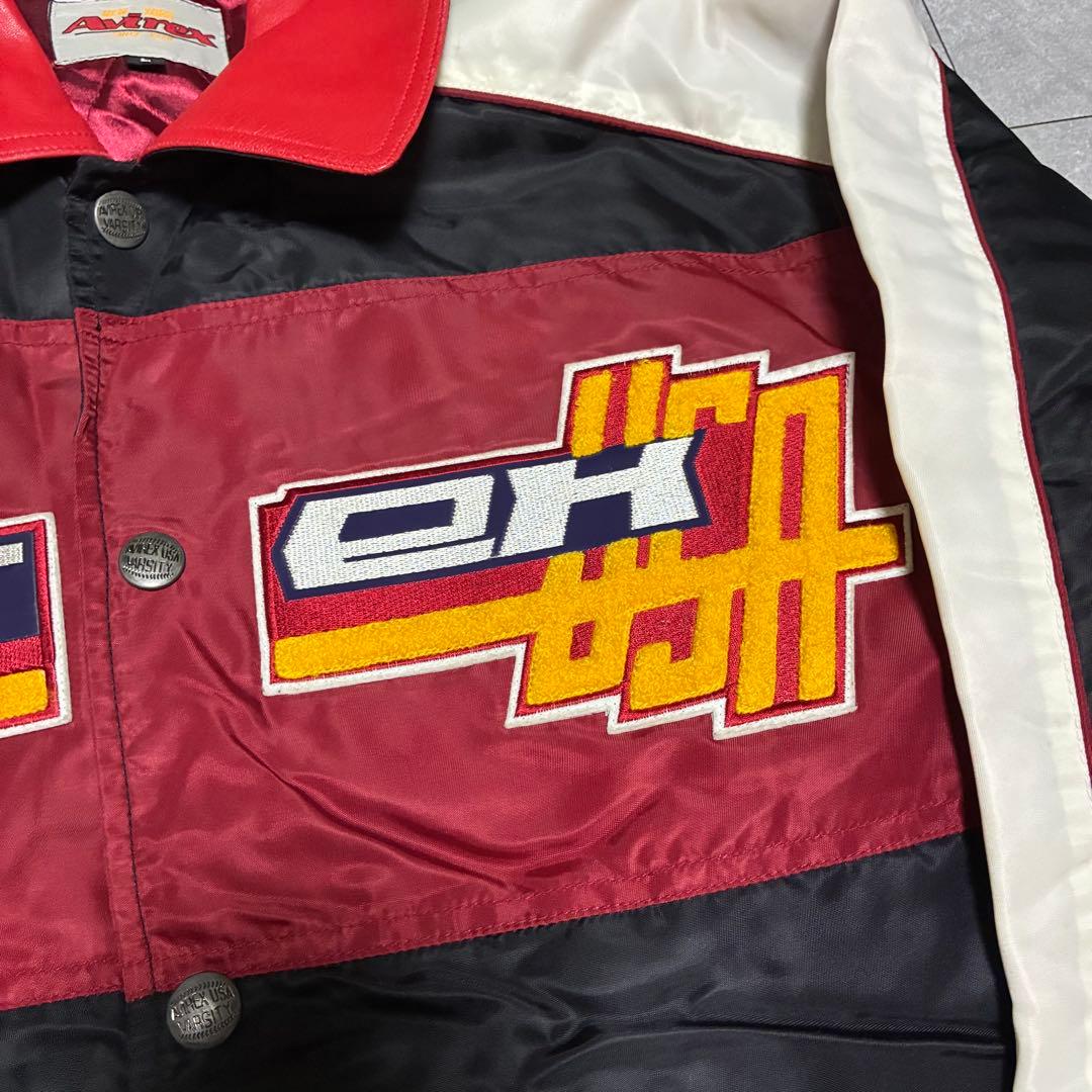 【美品・90s】Avirex バーシティージャケット 襟レザー ゆるダボ L