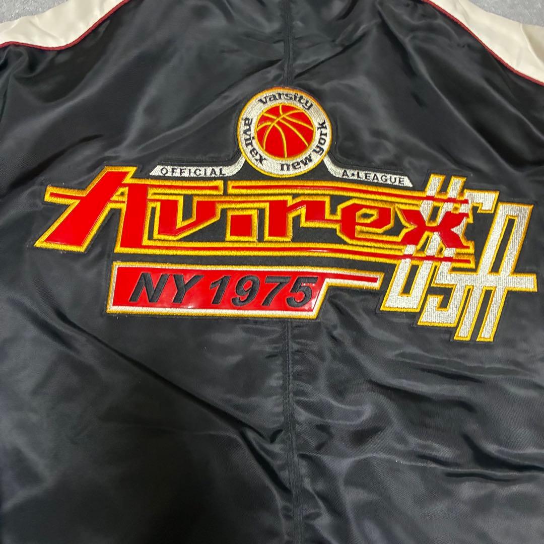 【美品・90s】Avirex バーシティージャケット 襟レザー ゆるダボ L