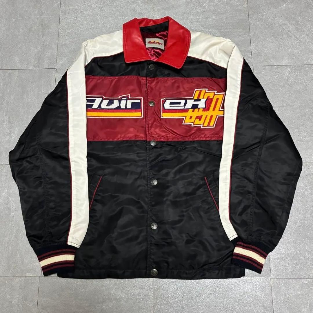 【美品・90s】Avirex バーシティージャケット 襟レザー ゆるダボ L
