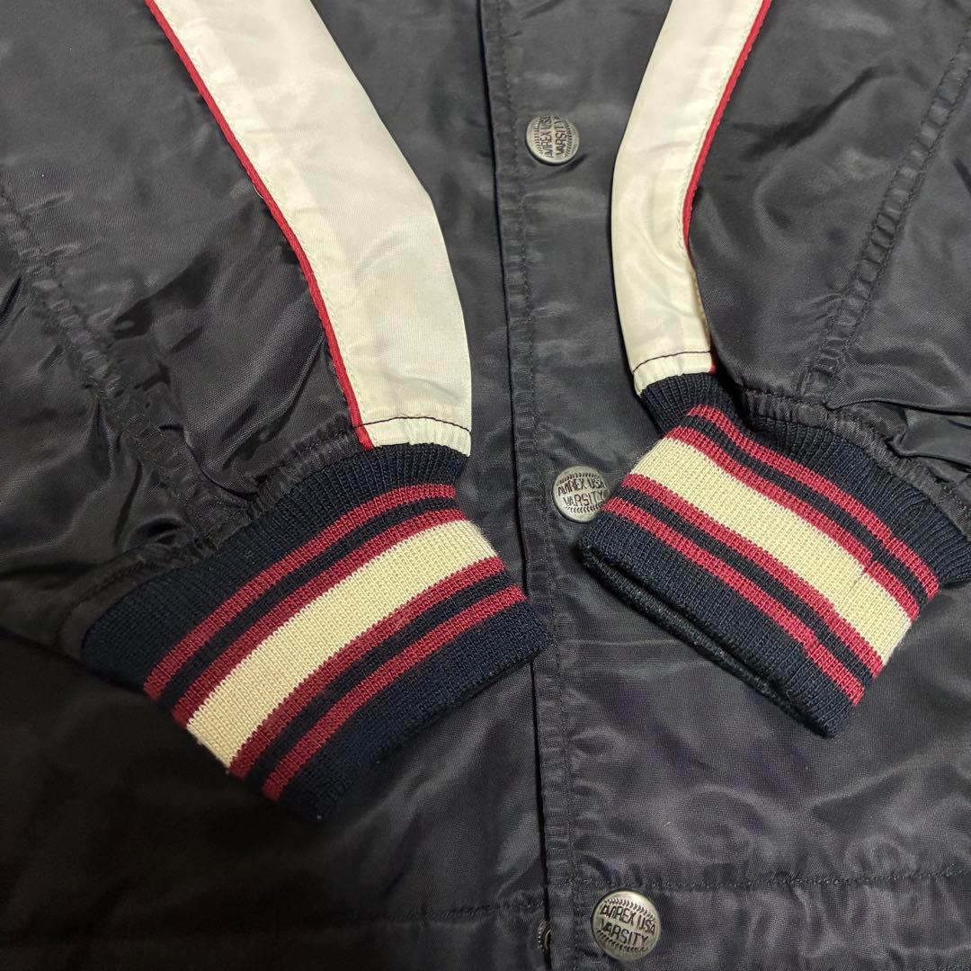 【美品・90s】Avirex バーシティージャケット 襟レザー ゆるダボ L