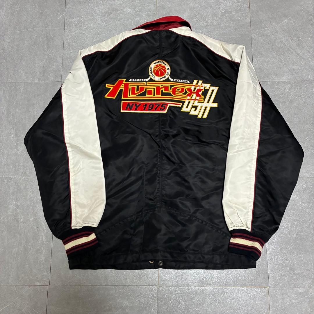 【美品・90s】Avirex バーシティージャケット 襟レザー ゆるダボ L