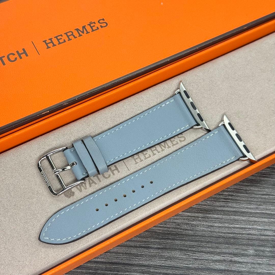 2875 ほほ未使用　Apple Watch エルメス　ブルーラン　レザー