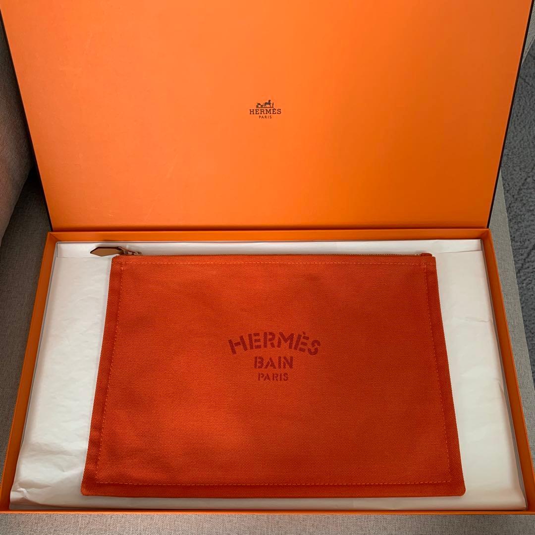 エルメス　フラットポーチ ヨッティングMM オレンジ
