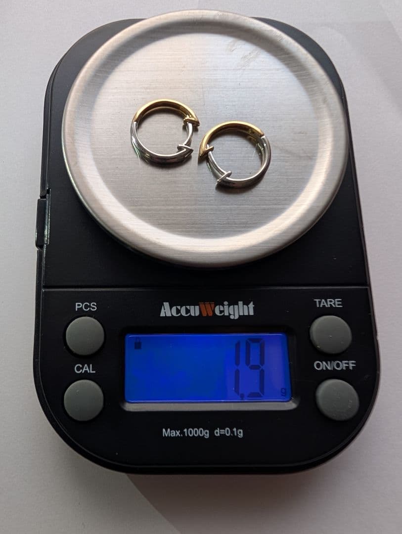 プラチナ＋１８金 中折フープピアス