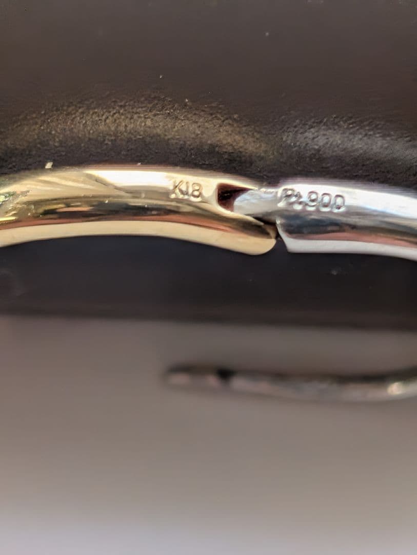 プラチナ＋１８金 中折フープピアス