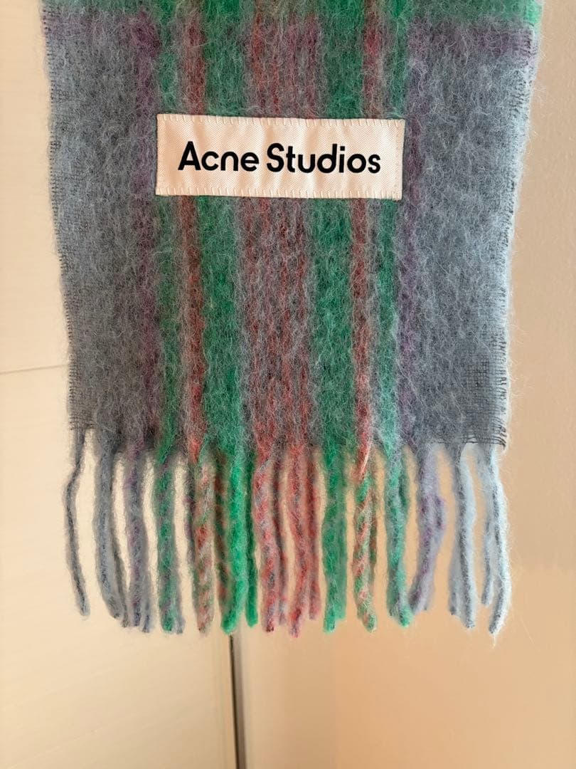 acne studios チェック マフラー ブルー