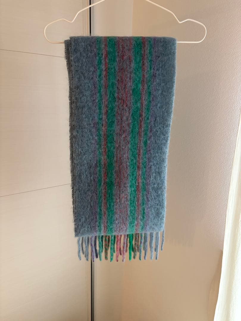 acne studios チェック マフラー ブルー