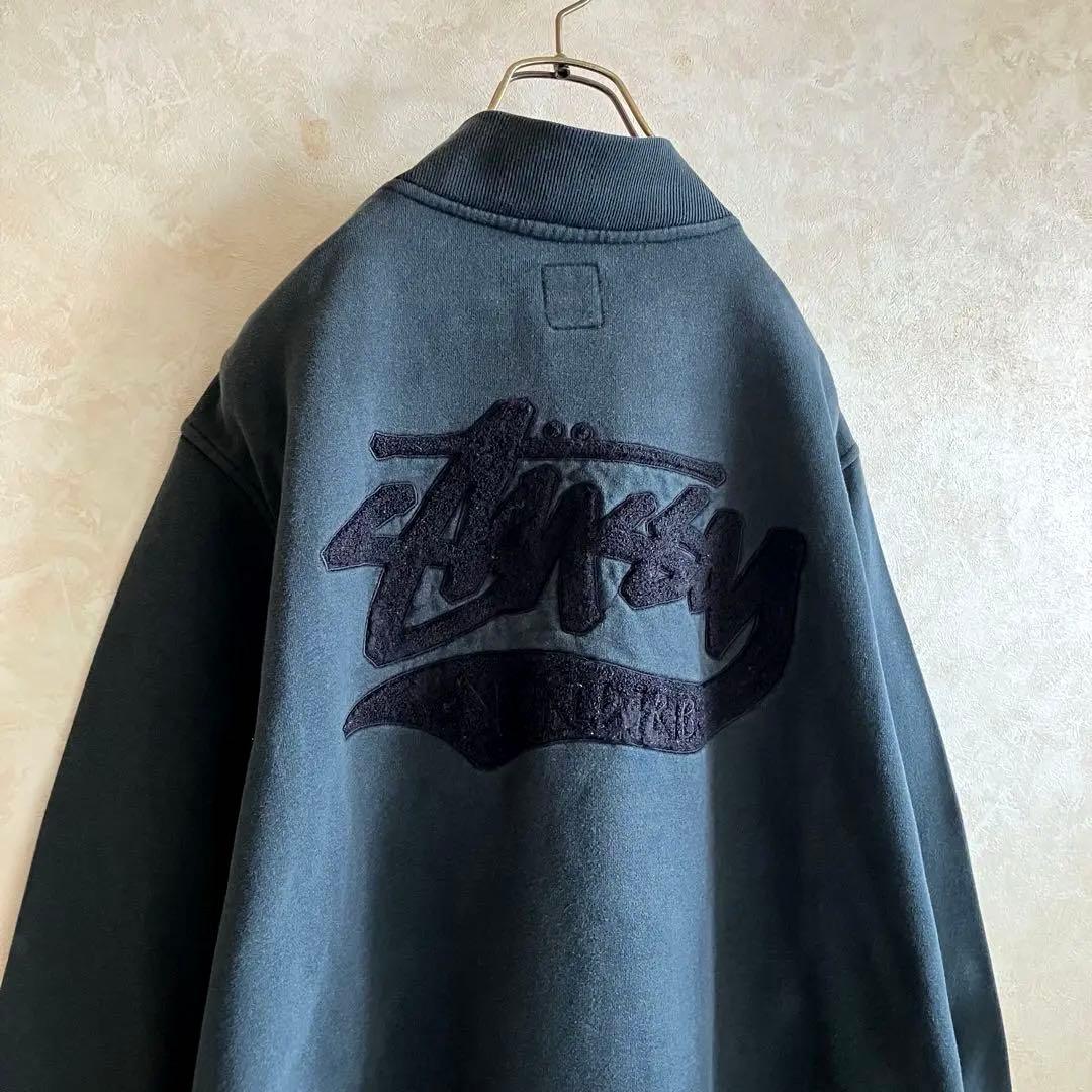 古着 ステューシー 両面レタードロゴ スタジャン 黒 L フェード