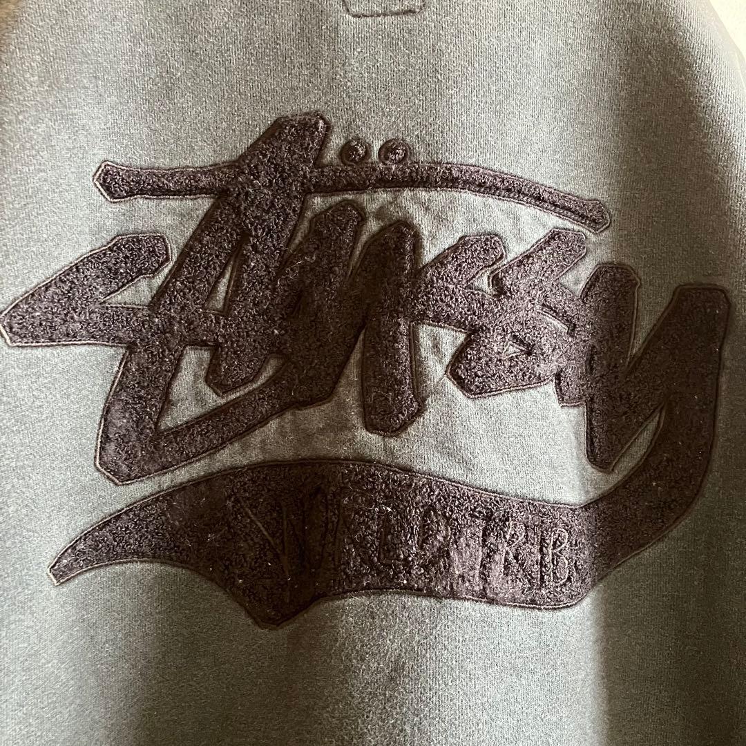 古着 ステューシー 両面レタードロゴ スタジャン 黒 L フェード