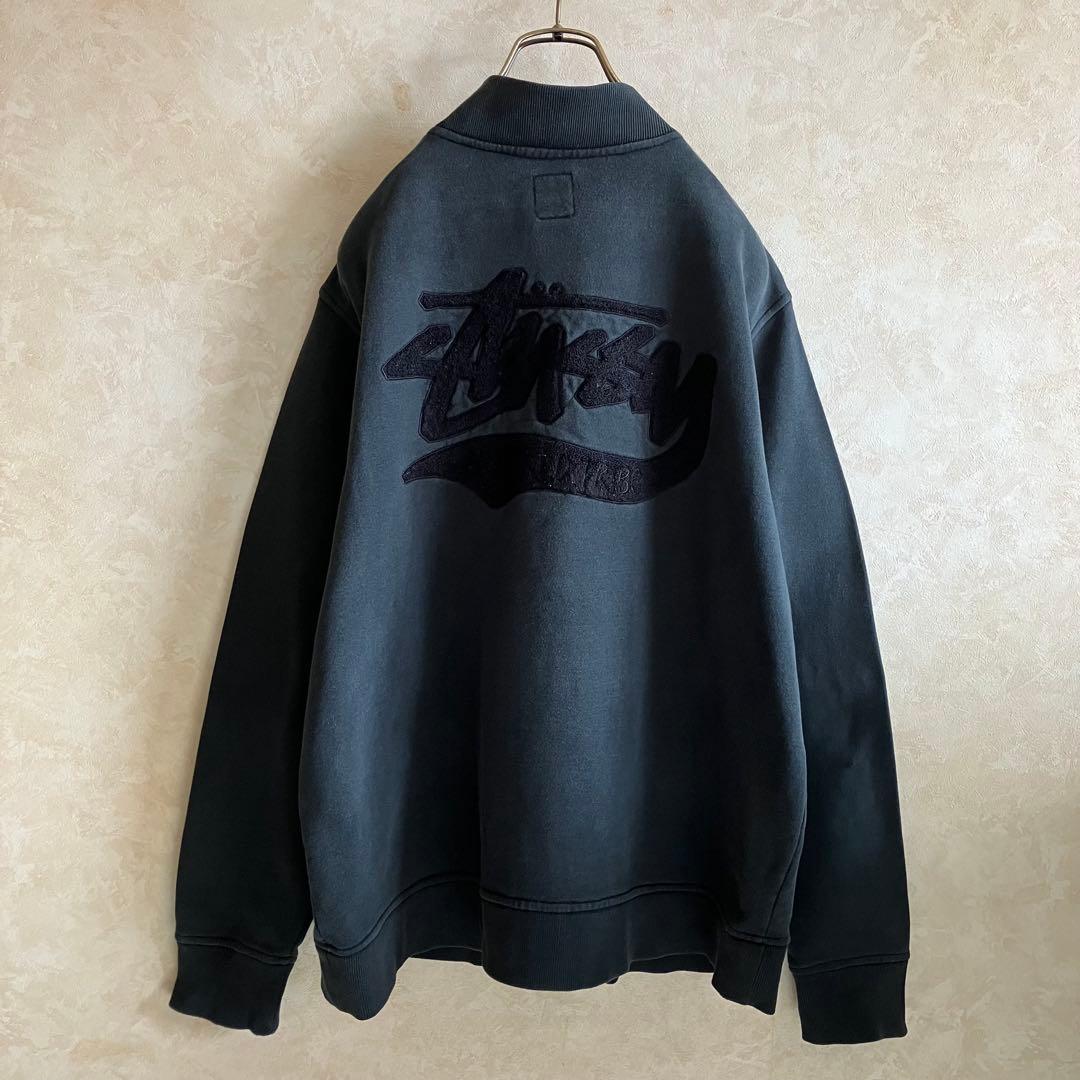 古着 ステューシー 両面レタードロゴ スタジャン 黒 L フェード