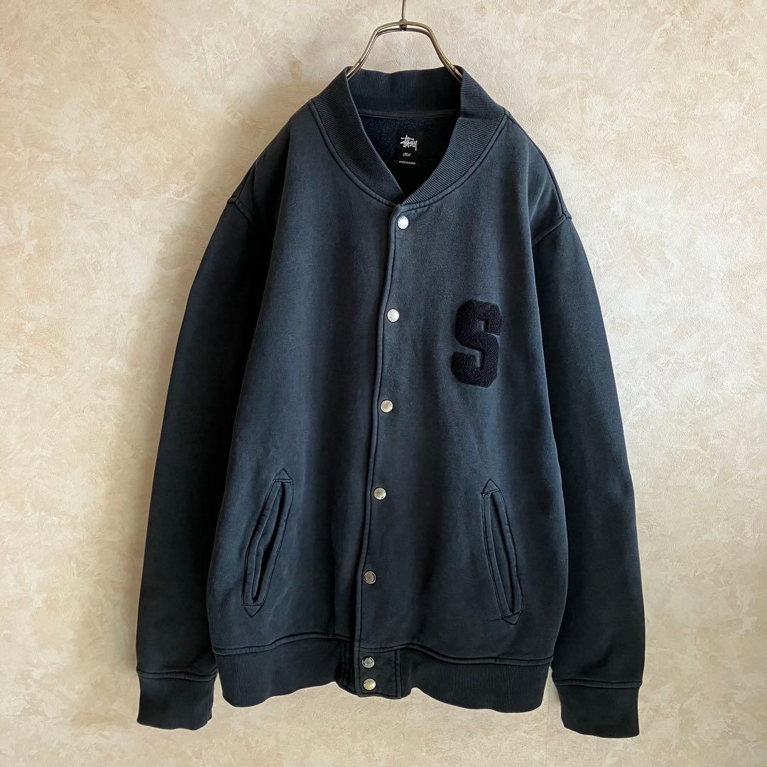 古着 ステューシー 両面レタードロゴ スタジャン 黒 L フェード