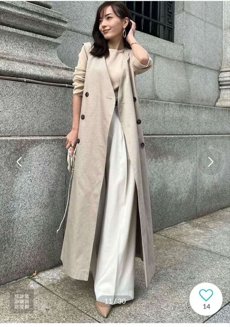 美品anuans 3wayトレンチコート トレンチコート エクリュ色