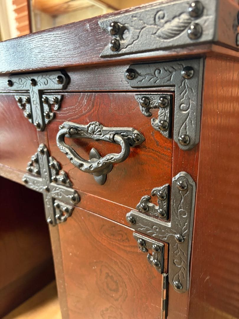 遠野民芸　欅　漆塗　南部鉄　鏡台　ドレッサー　検）岩谷堂　和家具