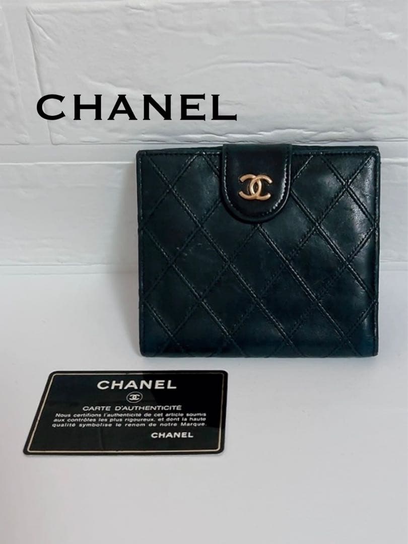 シャネル　CHANEL 折り財布　ブラック　黒　ココマーク