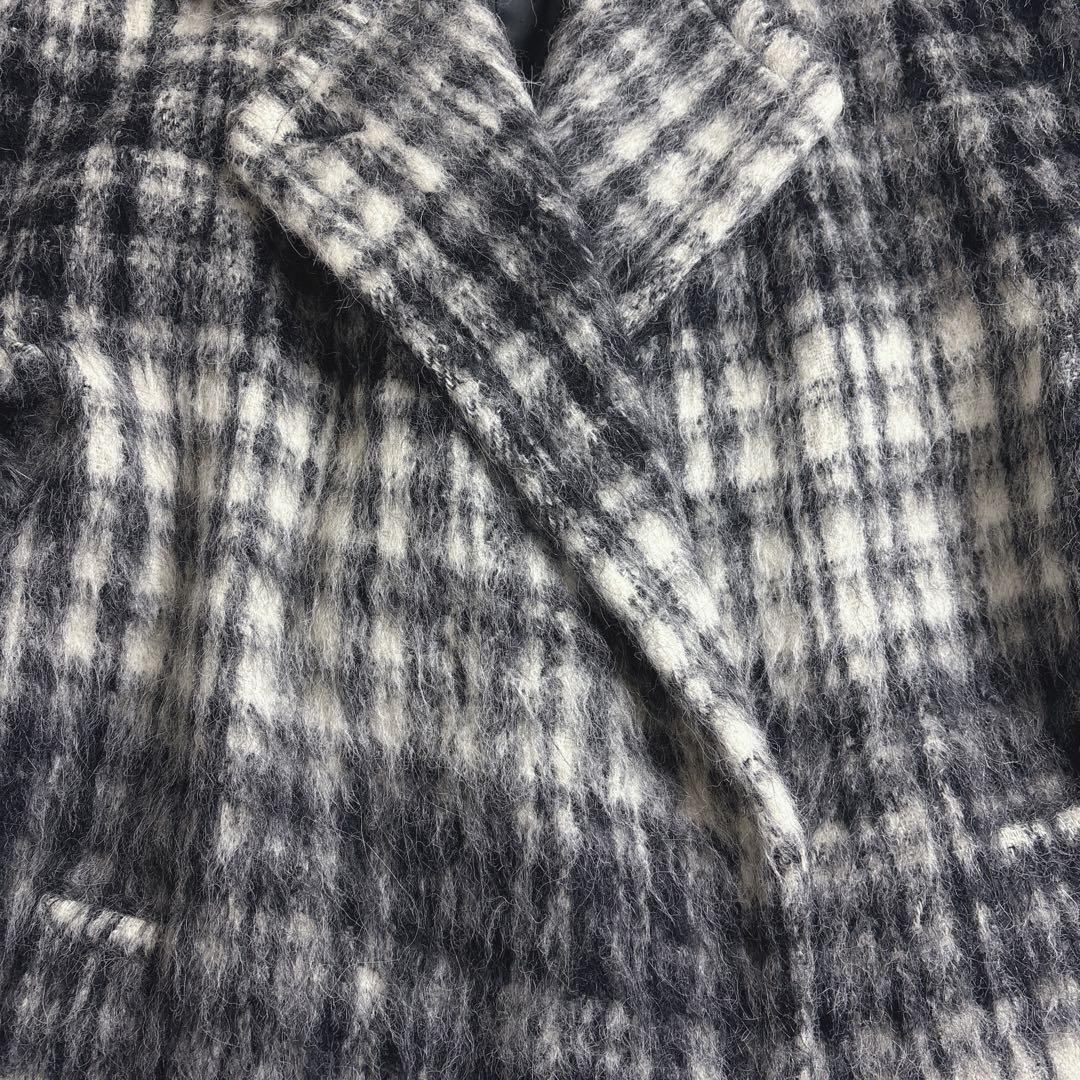 マックスマーラ　42ウィークエンド　アルパカウールシャギー　チェック