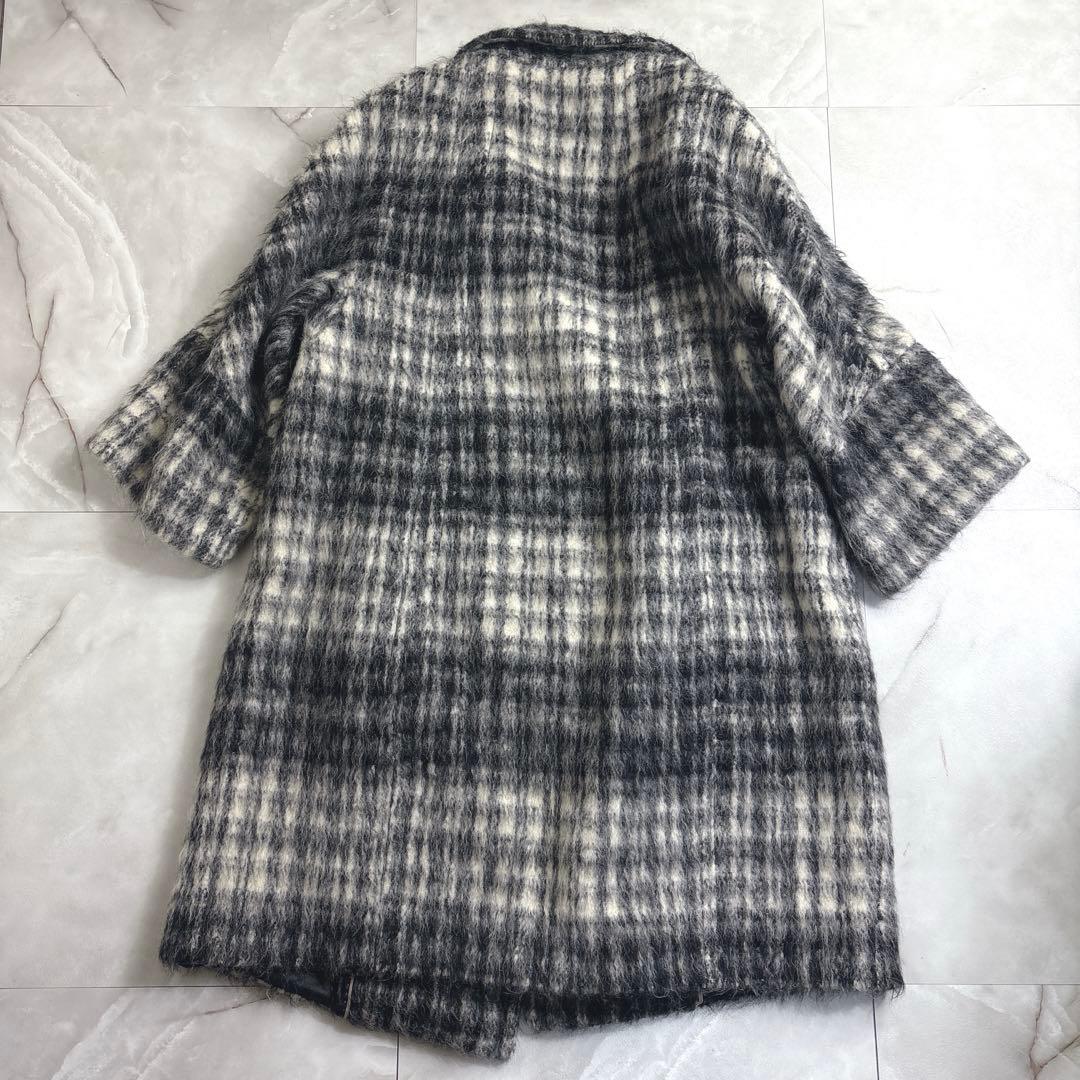 マックスマーラ　42ウィークエンド　アルパカウールシャギー　チェック