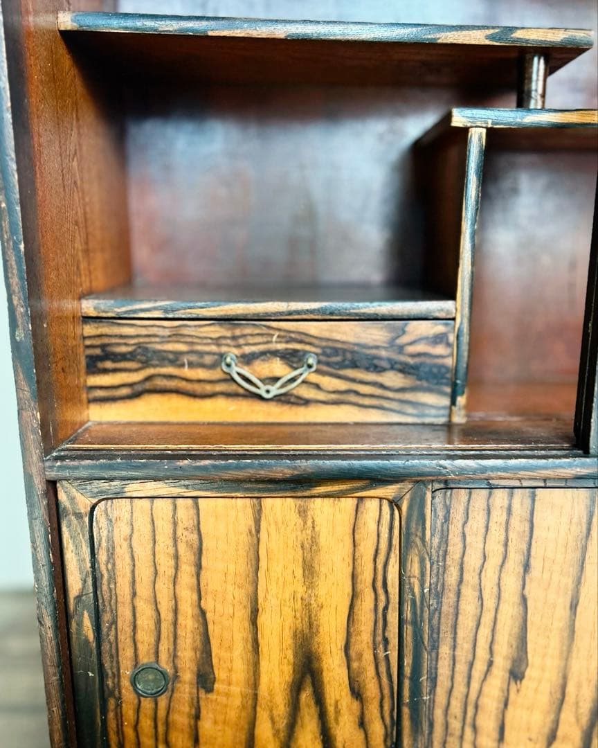 昭和レトロ 古家具 木製 飾り棚 ガラス戸 アンティーク 和家具 収納棚