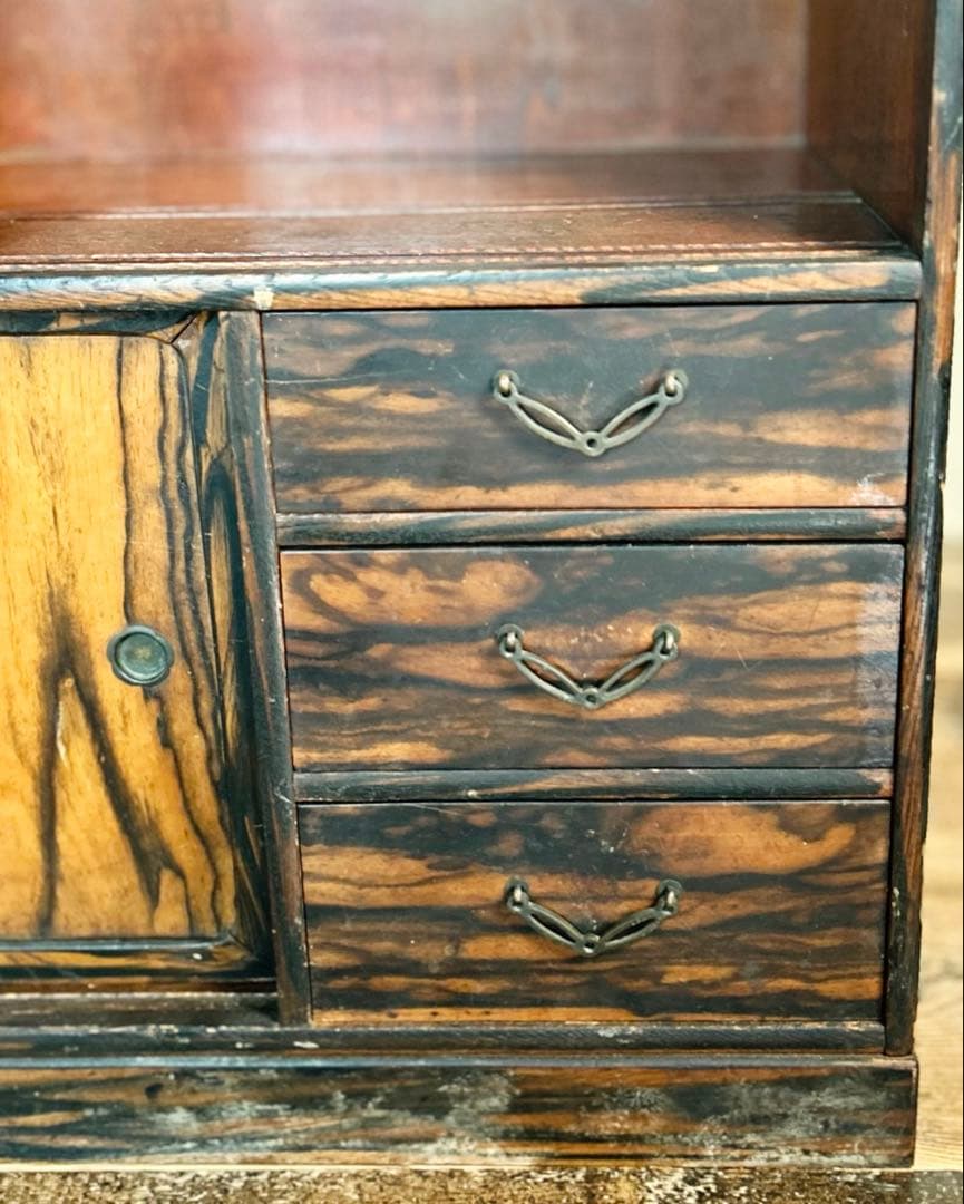 昭和レトロ 古家具 木製 飾り棚 ガラス戸 アンティーク 和家具 収納棚