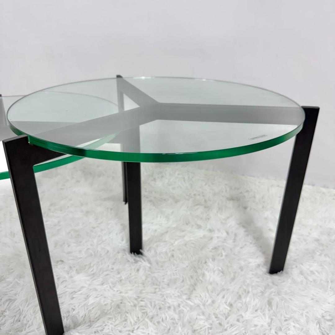 【美品】ARMONIA　アルモニア ガラス センターテーブル 丸型 92-8