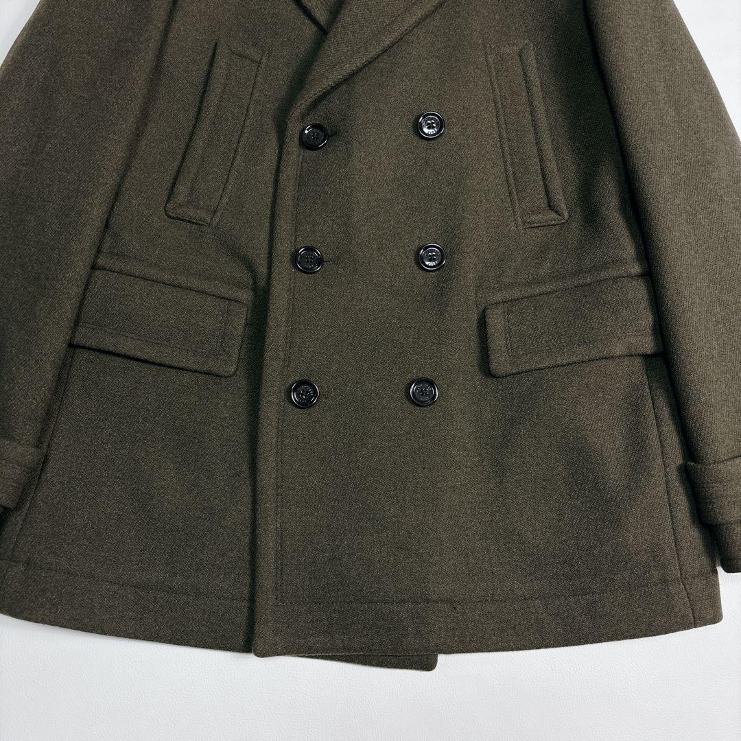 未使用級✨ヒューゴボス Pコート ロゴボタン パイピング XLサイズ バイカラー