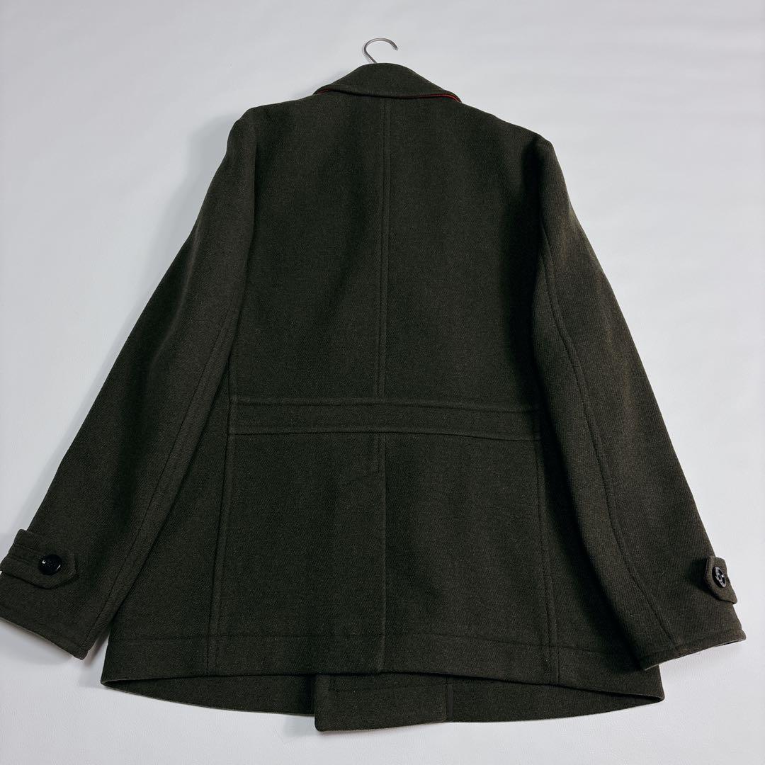 未使用級✨ヒューゴボス Pコート ロゴボタン パイピング XLサイズ バイカラー