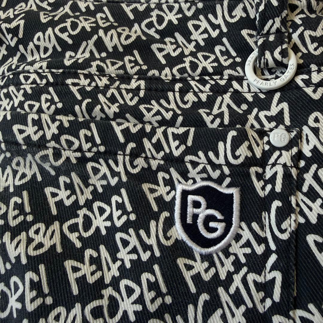 防寒　蓄熱　裏地付き　パーリーゲイツ　パンツ　M〜L相当　総柄　紺　白　暖パン