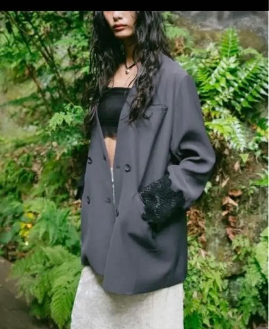 marte sahara レースカフオーバージャケット　グレー