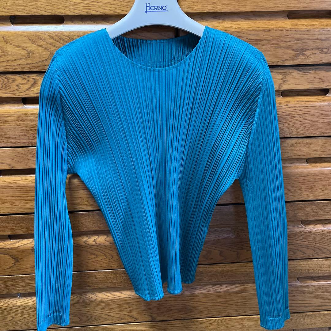 PLEATS PLEASE ピーコックグリーン長袖トップス　サイズ3