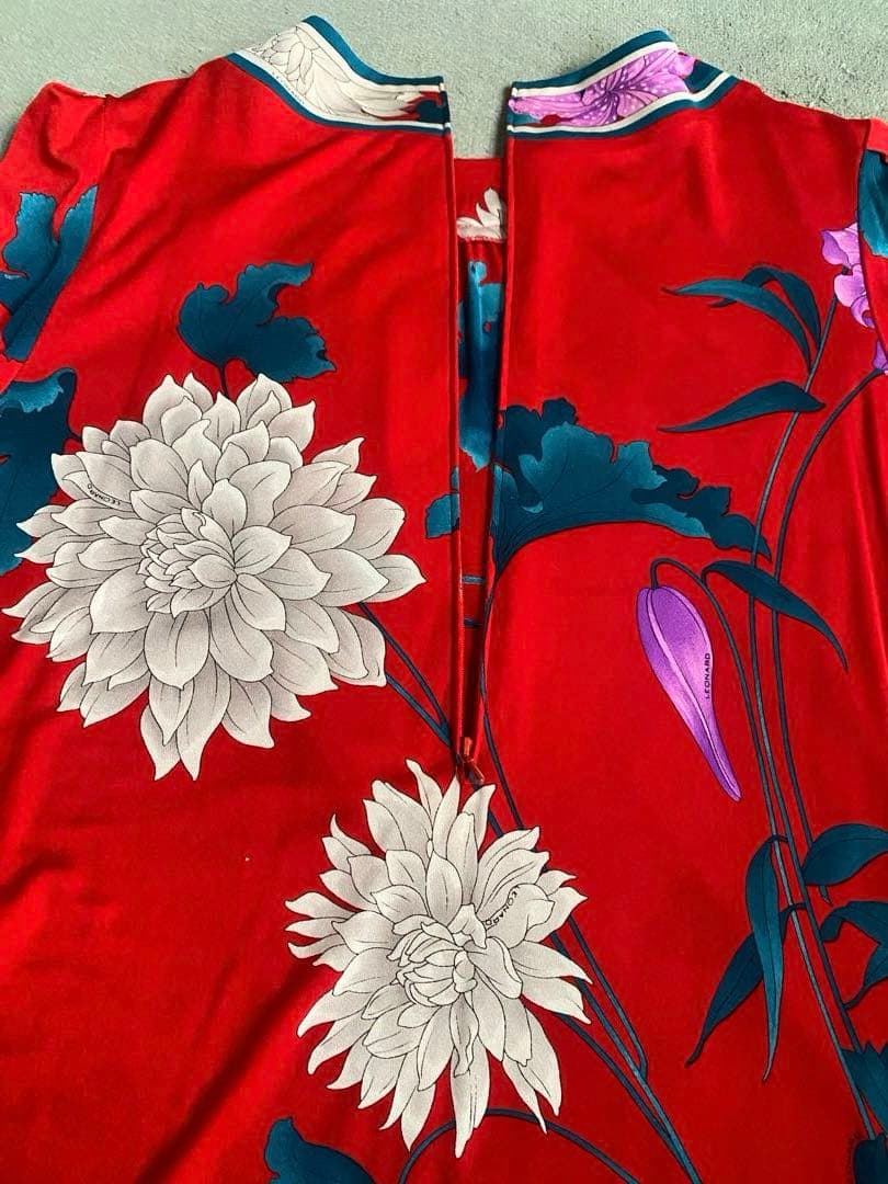 Leonard 花柄 長袖チュニック 赤