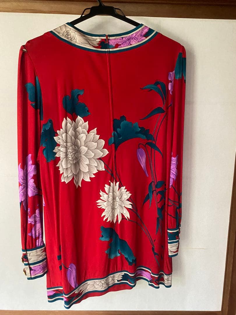 Leonard 花柄 長袖チュニック 赤