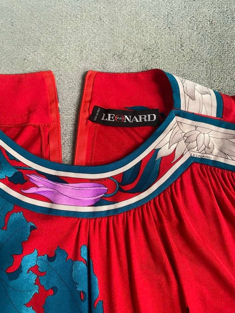 Leonard 花柄 長袖チュニック 赤