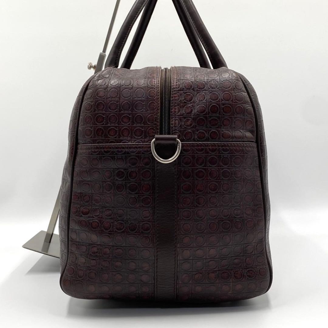 極美品✨フェラガモ 2way ガンチーニ エンボス レザー ボストンバック