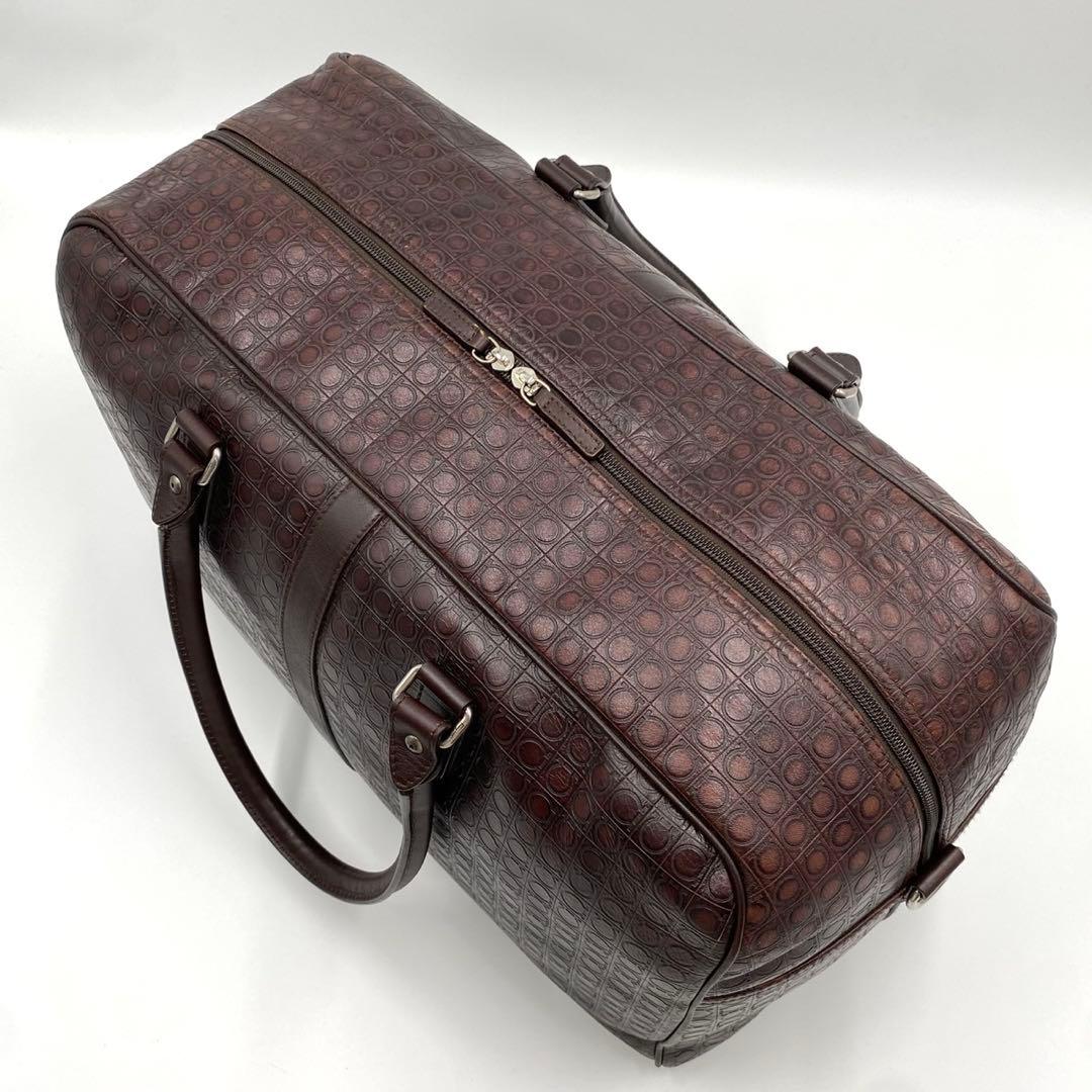 極美品✨フェラガモ 2way ガンチーニ エンボス レザー ボストンバック