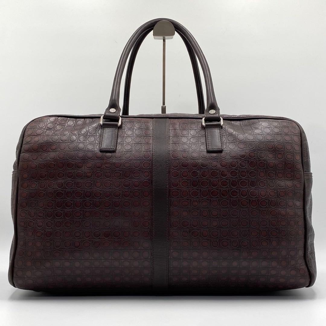 極美品✨フェラガモ 2way ガンチーニ エンボス レザー ボストンバック