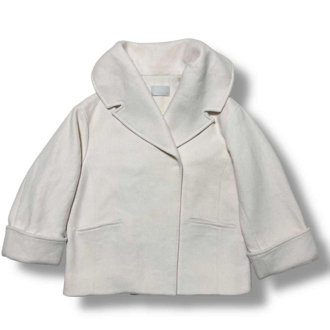 23AW✨ セルフォード ビッグカラーショートコート ウール アイボリー F