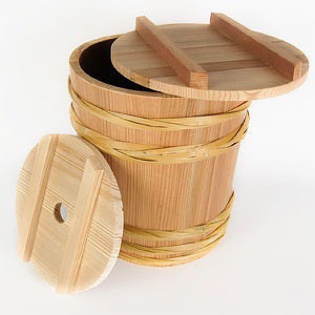 新品　味噌桶（藤井製桶所製 味噌出来高6kg用） 吉野杉 漬物桶