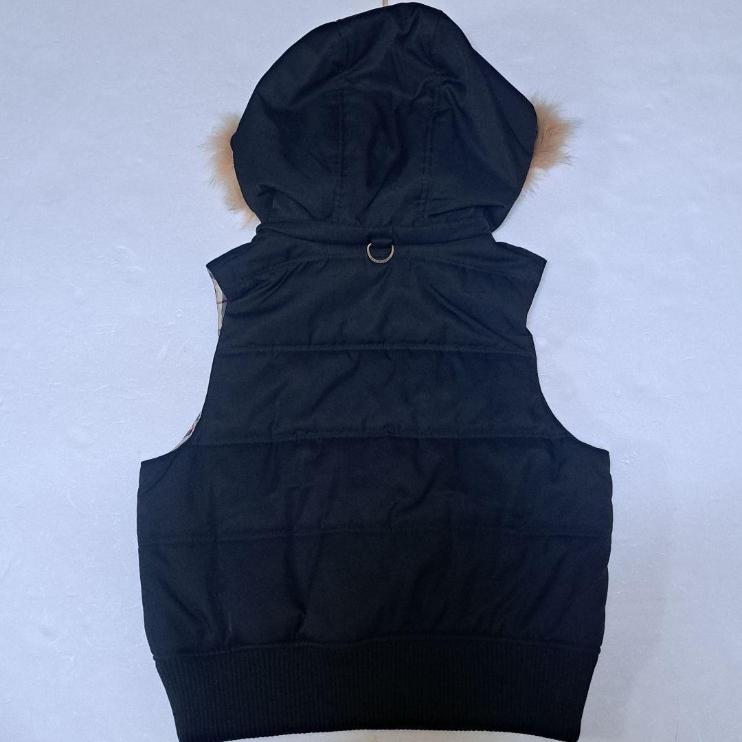 【極美品】バーバリーロンドン ベスト ノバチェック フォックスファー Sサイズ