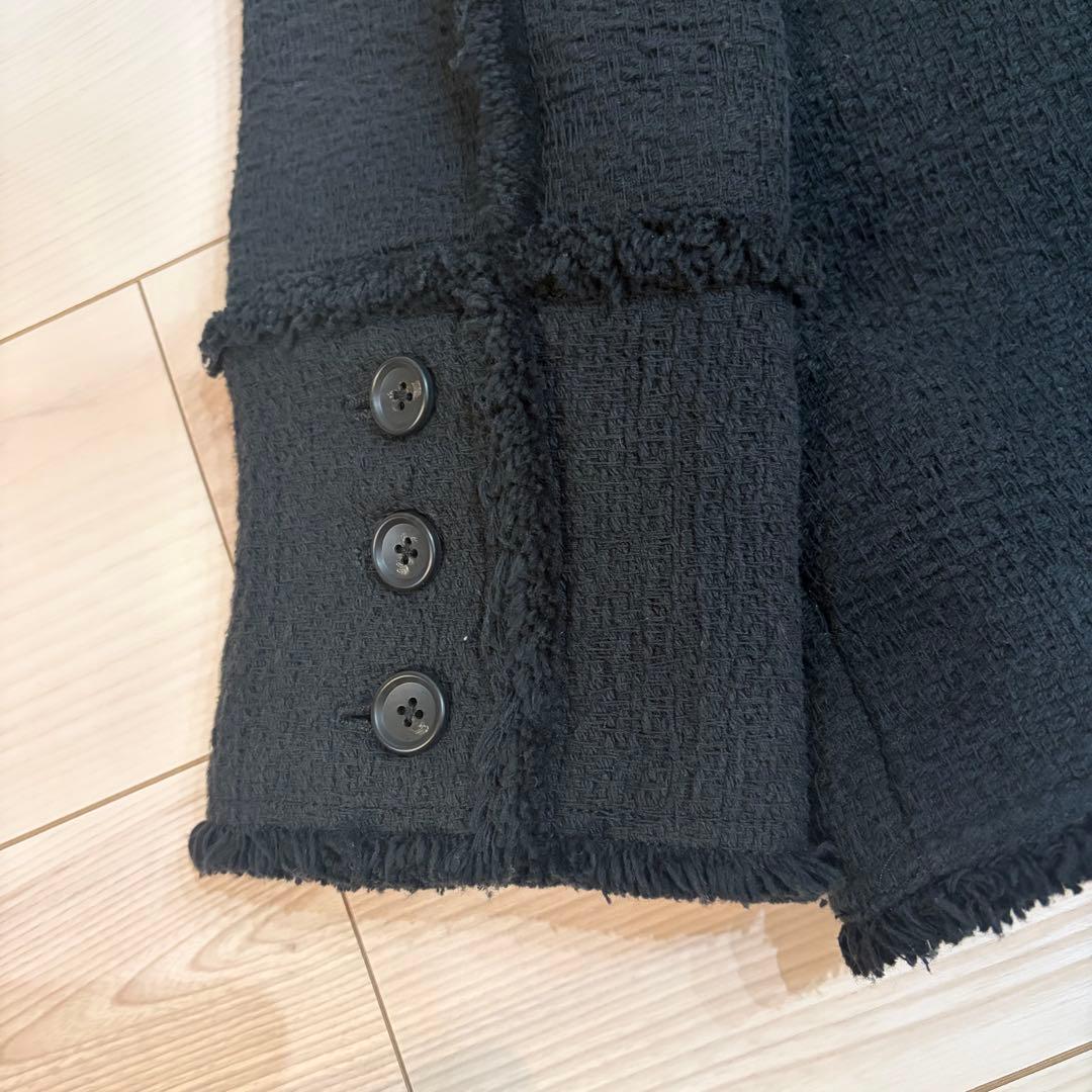 美品 BEAUTY&YOUTH コットンツイード ノーカラージャケット ブラック