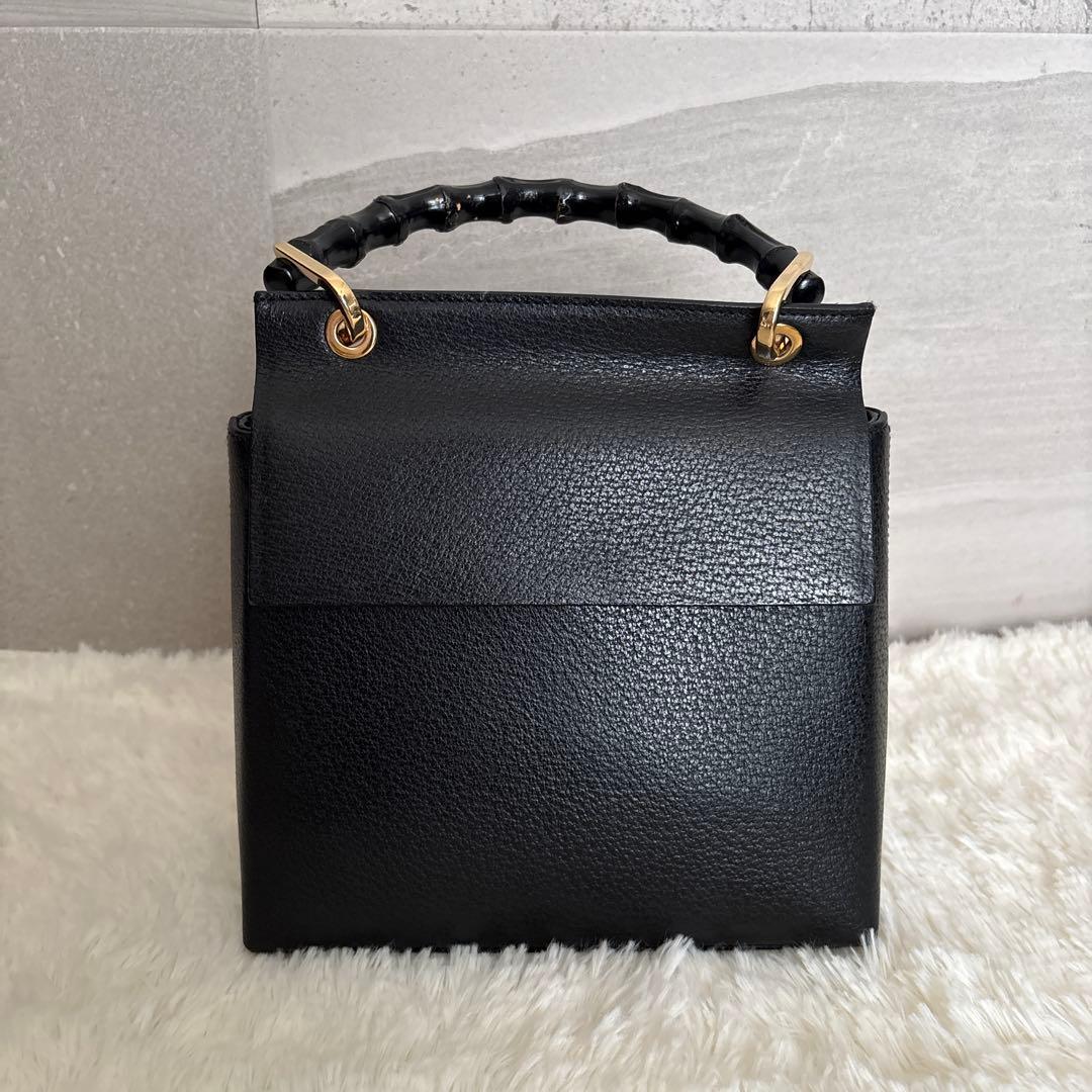 GUCCI グッチ バンブー ワンショルダー ゴールド金具 レザー ブラック