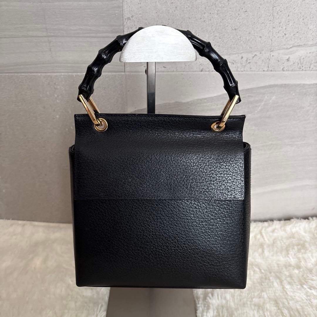 GUCCI グッチ バンブー ワンショルダー ゴールド金具 レザー ブラック