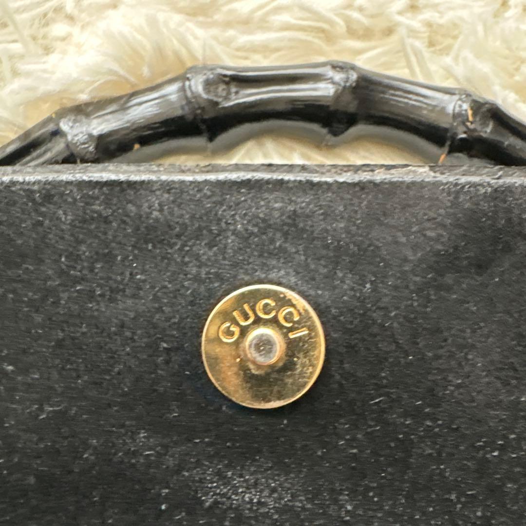 GUCCI グッチ バンブー ワンショルダー ゴールド金具 レザー ブラック