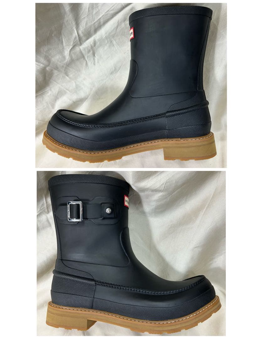 【綺麗】HUNTER オリジナル モックトゥ ショートブーツ ブラック 27