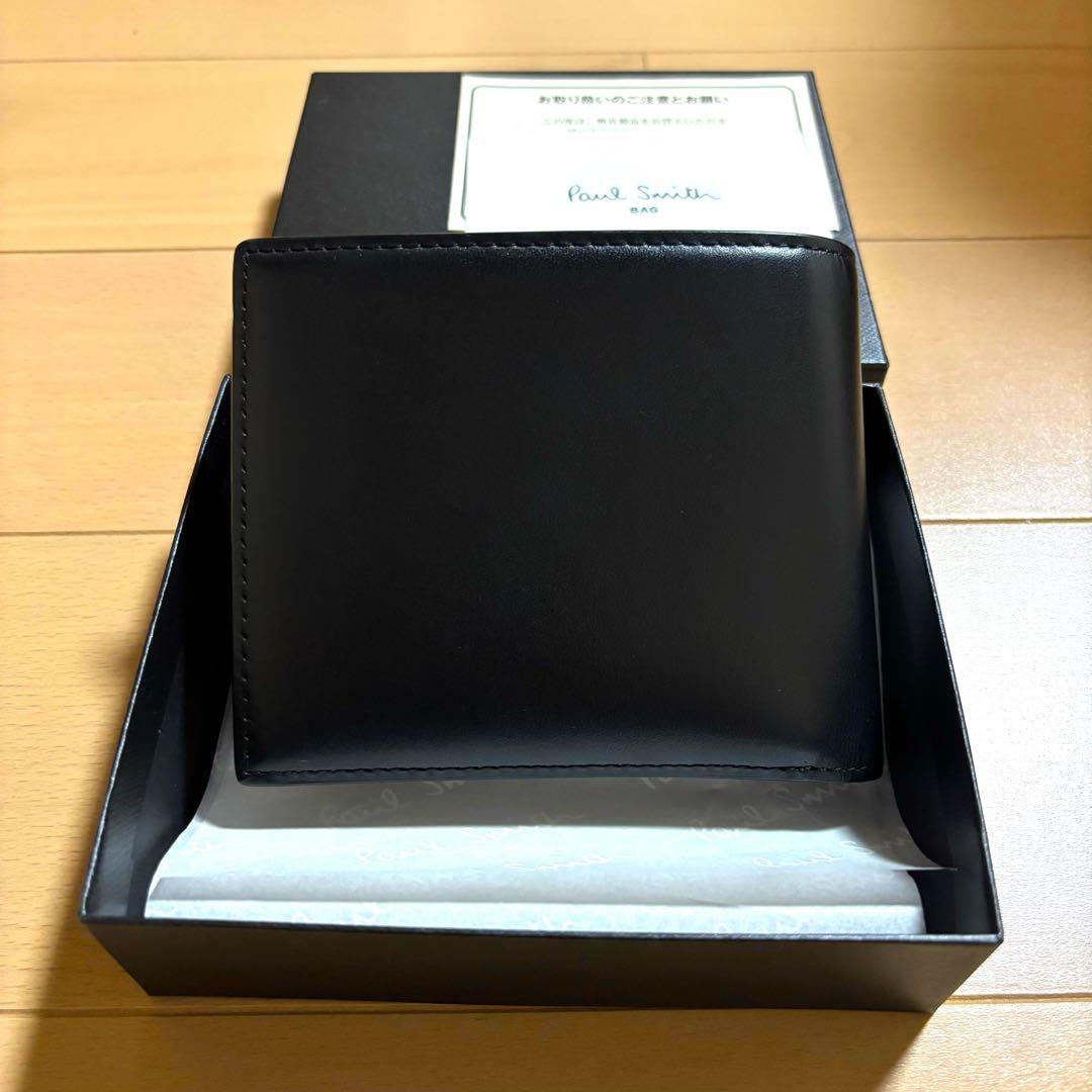 Paul Smith 現行品　ハイライトステッチ　二つ折り財布　極美品　黒