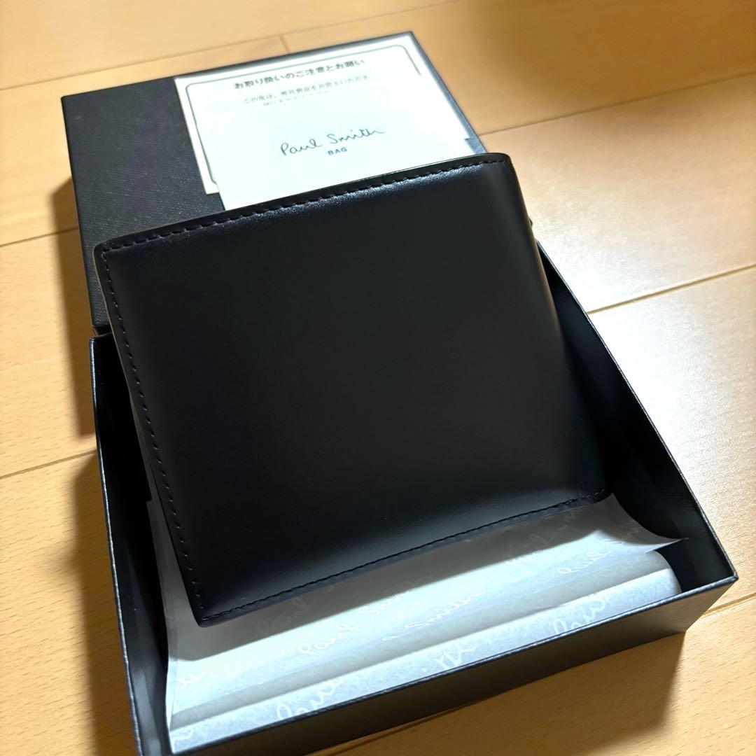 Paul Smith 現行品　ハイライトステッチ　二つ折り財布　極美品　黒